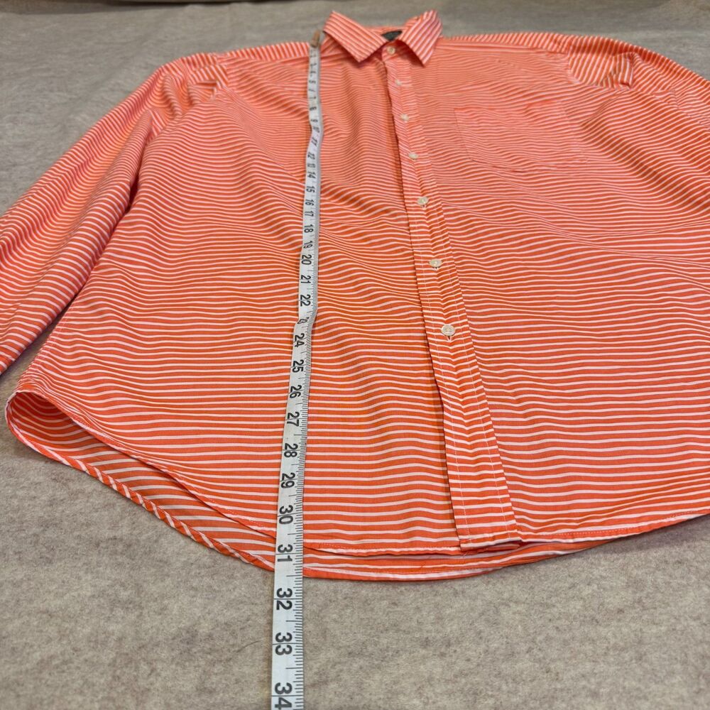 Vtg J.Crew Oarsman Orange White Stripe Button Up Shirt Men’s L Hong Kong Preppy - Picture 5 of 8